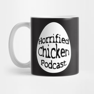 Horrified Chicken Podcast Mug in Black Mug